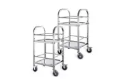 SOGA 2X 2 Tier 500x500x950 Stainless Steel Square Tube Drink Wine Food Utility Cart