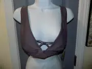 Volcom Simply Solid Halter Bikini Top Purple Steel Size XL Women's