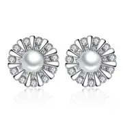 2PCS Copper Woman Stud Earrings Retro Simple Flower Jewelry