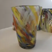 Murano Hand Blown Finger hold Glass Tumblers Set of 6 12 oz