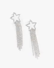 Crystal Star Tassel Drop Earrings