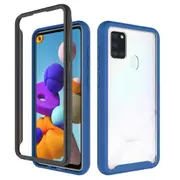 MCC Shockproof Bumper Case Samsung Galaxy A21s 2020 Clear Back Cover A217 [Dark Blue]