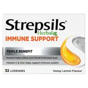 [Strepsils & Strepfen] Strepsils Herbal Immune Support Honey Lemon Lozenges 32 Pack