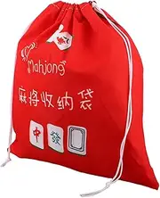 Mahjong Storage Bag Drawstring Mahjong Tiles Pouch Fabric Mahjong Holder Mahjong Game Bag Drawstring Mahjong Bag Mahjong Bags for Women Portable Storage Bag Red Cotton Linen