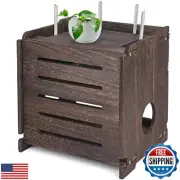 BEARUT Wooden Router Shelf Wall Mount WiFi Router Storage Box Modem Cable Rou