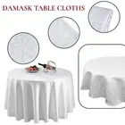 Round Table Covers Jacquard Damask Polyester Fabric Tablecloth Christmas Wedding