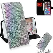 [SHOYAO] Phone Cover Wallet Folio Case for Oppo A96 5G, Premium PU Leather Slim Fit Cover for A96 5G, Horizontal Viewing Stand, Lanyard, Trip, Silver