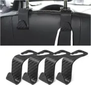 Hanemia Car Back Seat Headrest Hooks, 4 Pack Carbon Fiber Fibre/Black