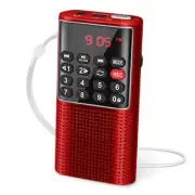 J-328 Mini Portable Pocket FM Radio MP3 Walkman Radio with Recorder, Lock Red