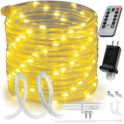 20ft Warm White LED Rope Light - 8 Modes, Waterproof Outdoor Accent Lighting ...