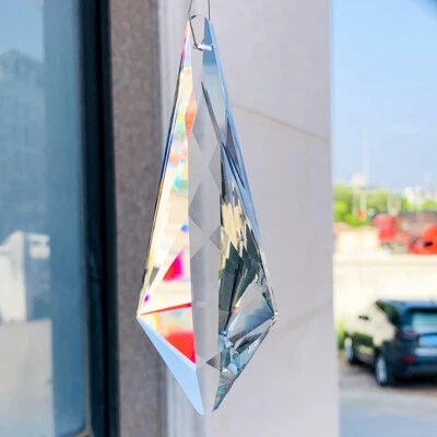 120MM Slender Horn Crystal Feng Shui Faceted Prism Chandelier Pendant Suncatcher