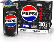 Pepsi Max Zero Sugar Cola Soft Drink 30x375ml Cans - No Sugar Multipack