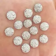 Round Silver Color Flatback Rhinestone - Craft Decor Glitter Rhinestone 50Pcs