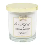 Gibson Gifts Jewelled Scented Candle White Cotton/Linen Scent Bridesmaid