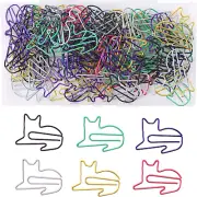 100 Pcs Large Cat Paper Clips Cute Animal Shaped Paperclip 6 Colors Creative Fun