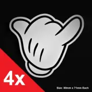4x No Worries SHAKA Decal Sticker Vinyl Hand Dope JDM