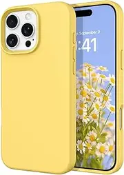 DOMAVER Case for iPhone 16 Pro Max 6.9'' Case Smooth Liquid Silicone Soft Gel Rubber Microfiber Lining Cushion Cover Shockproof Protective Phone Cases for iPhone 16 Pro Max 6.9'' - Yellow