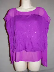 Women's Jennifer Lopez Super Cute Purple Chiffon Embellished Top Size X Small