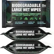 Everlit Biodegradable Wet Wipes, Body Shower Wipe for Adult Dude Women Men, Bathing Wipes for Camping, Traveling, Gym, Outdoor Cleaning Large Thick 20 Count 8 X 12 Inch
