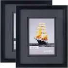 8x10 Double Floating Mat Picture Frame Set of 2, Display Picture 5x7 with bla...