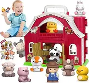 Aigybobo Farm Animals Big Barn Toys for 1 2 3 Year Old, Toddler Montessori Learning Toys, Farm Playset with Animal Figures, Christmas Birthday Toy for Toddler Baby Boys Girls Age 12-18 Months