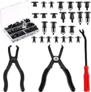 Mardatt 103 Pcs Push-Type Bumper Fasteners Rivet Clips Assortment Kit with 6 Size Door Trim Panel Clips, 30 and 80 Degree Angled Push Pin Pliers, Fastener Removal Tool for Car