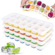 4Pcs Ice Cube Tray with Lid Easy Release Silicone Mould 14 Cubes Container Mold phere Whiskey Round Mould Large Ice Cube Tray