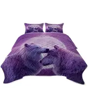 Wild Animals Purple Moon Loving Wolves Coverlet