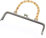 [KONGKNUANK] Metal Purse Frames，Bag Making Supplies Vintage Style Metal Purse Bag Frame Kiss Clasp Lock with Bamboo Handle Jewelry Clasps Sewing Fasteners Purse Making Supplies(25cm)