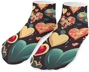 [QMNVBDS] Heart Crush Flower Socks Ankle Length Socks Casual Short Socks for Women Men Low Cut Sports Socks Running Socks No Show Socks Ankle Socks Athletic Socks Workout Socks, Style, One Size
