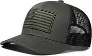 [AURR] American Flag Trucker Hat, Patriotic Baseball Cap for Men & Women, Breathable Mesh Adjustable Snapback, USA Flag Patch