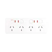 NLS 30435 - Quad Power Point 10Amp - Double Pole 'Classic' Style with Neon Indicators