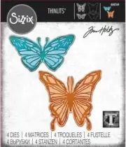 Tim Holtz Sizzix Thinlits Die ~ VAULT SCRIBBLY BUTTERFLY ~ 666564 4 Dies New
