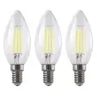 3 x LED Filament Candle Lamp E14 4W 6000k Day Light 450 Lm Glass Bulb 360° SAA