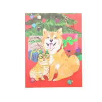 在飛比找博客來優惠-聖誕卡-Inu Shiba & Cat柴犬與變裝貓 聖誕紅