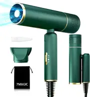 Fast-Drying Hair Dryer,Foldable Ionic with Storage Bag ,Lightweight,Green