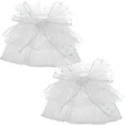 [WRITWAA] 2pcs Lace Sleeves Dance Decorations Entrance Decorations Key Decorations Dress Sleeves Outdoor Decoration Trinket Decorations Wedding Organizer Bow Sleeves Home Trays White Sequins