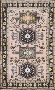 Tribal Geometric Heriz Serapi Indian Rug 3x5 ft. Handmade Wool