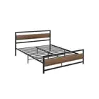 Bed Frame Metal Bed Base Double Size Platform Wooden Headboard Black Drew