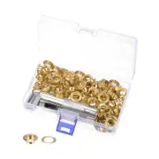 Grommet Kit 100 Set 10mmx17mm Dia Copper Grommets Eyelets with Tools, Gold Tone
