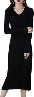 [Zozogag] Autumn Winter Women High Elasticity Slim Dress 100% Wool Thicken Warm Sweater Dress Basic Knit Pullover Female Casual Dresse