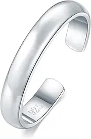 [BORUO] Toe Rings - Sterling Silver Band Ring - Stylish Toe Rings For Women - Sterling Silver Rings for Gifting - Chic 925 Sterling Silver Rings - Toe Rings For Women With Gift Bag, 2 mm, 3mm, 4mm