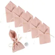 Large Pink Burlap Drawstring Favor Bags - Bulk 48 Pc