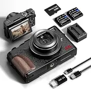 NBD 4K Digital Camera, 56MP 16X Autofocus Zoom & Anti-Shake, 3" Flip Screen for Vlogging, Selfies & Photography, LED Flash(Black)