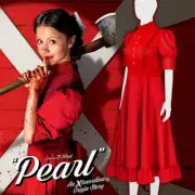 Pearl Cosplay Costume Horror Movie Dresse Halloween Party Red Dress