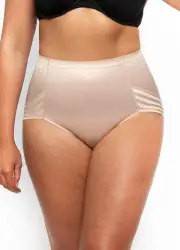 Hi-Cut Stripe Control Full Brief-Nude