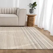 Brand Ventures Praia Multi Stripe Beige Grey Wool Rug