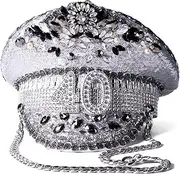 SGJFZD Women's Wedding Bridal Hat Pool Parties Military Hat Sergeant Bride Captain Festival Birthday Hen Part Hat with Chain (Color : 40, Size : 7 1/8-7 3/8)