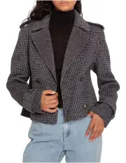 [Belle & Bloom] Better Off Military Peacoat Blazer in Black