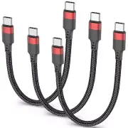 6 inch Short USB C to USB C Cable, 0.5ft 3 Pack Short USB C Charger Cable